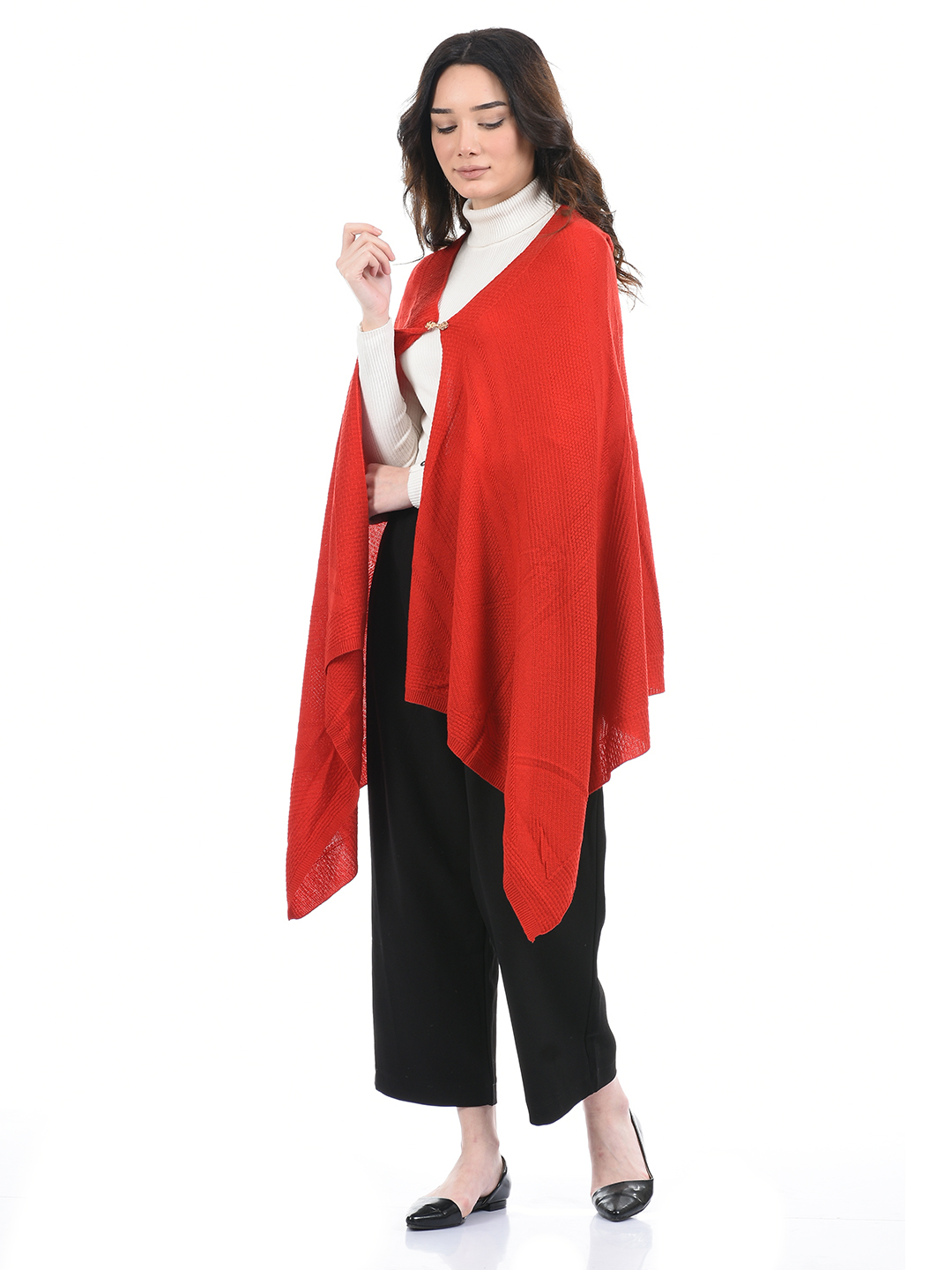 American Eye Women Self Design Red Shrug